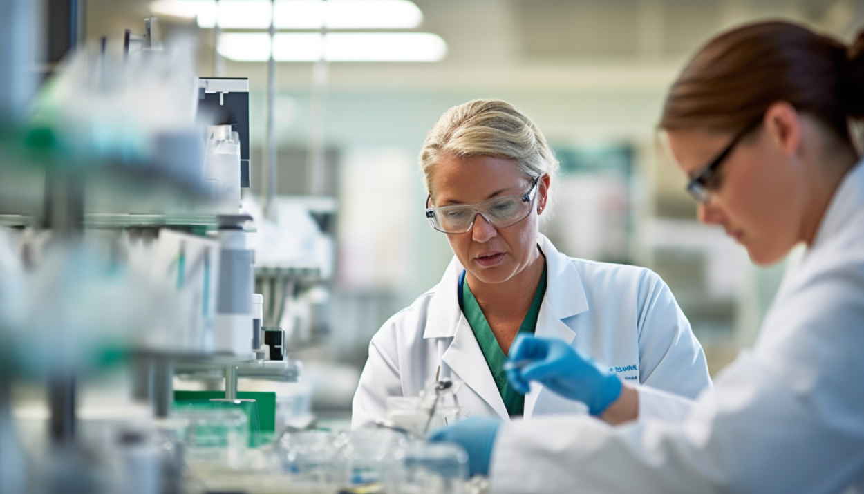 A pristine medical lab setting showcasing a vial label