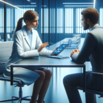 A high-resolution, close-up image of a simplified and modern meeting scenario within a research facility.